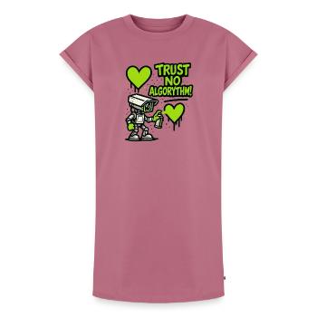 Robot mit Herz und Anti-Algorithmus Botschaft - Frauen Premium Organic T-Shirt Kleid - Mauve - Vorne - AI Model Female 172 dark (172cm)