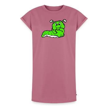 Chenille Ver Timide Amicale Curieux - Robe T-shirt femme Premium en coton bio - mauve - Devant - AI Model Female 172 dark (172cm)