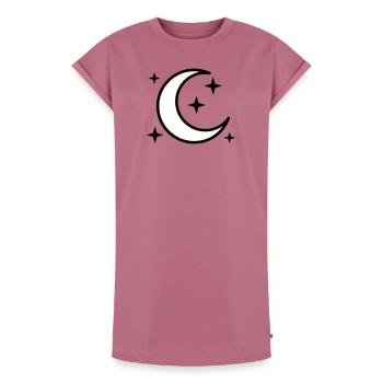 Croissant de lune et étoiles | Nuit magique - Robe T-shirt femme Premium en coton bio - mauve - Devant - AI Model Female 172 dark (172cm)