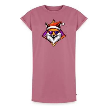 Fox Santa Swag - Robe T-shirt femme Premium en coton bio - mauve - Devant - AI Model Female 172 dark (172cm)