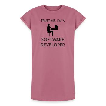 Trust Me I'm a Software Developer - Women's Premium Organic T-Shirt Dress - mauve - Front - AI Model Female 172 dark (172cm)