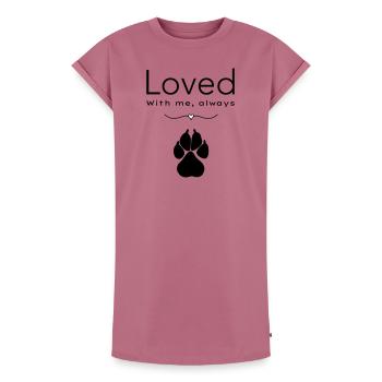 Le chien aimé - Robe T-shirt femme Premium en coton bio - mauve - Devant - AI Model Female 172 dark (172cm)