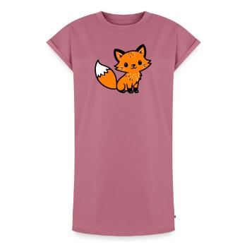 Fox Cute Comic - Robe T-shirt femme Premium en coton bio - mauve - Devant - AI Model Female 172 dark (172cm)