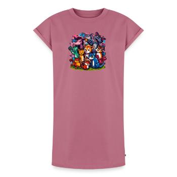 Couleurs de dessins animés du groupe Animals - Robe T-shirt femme Premium en coton bio - mauve - Devant - AI Model Female 172 dark (172cm)