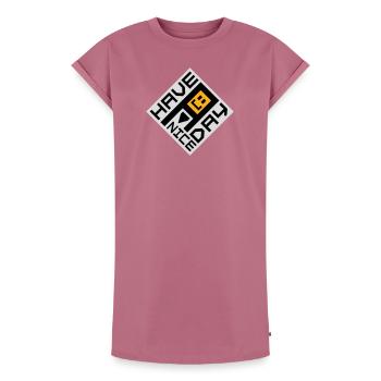 Bonne journée : Expression sarcastique drôle mignonne - Robe T-shirt femme Premium en coton bio - mauve - Devant - AI Model Female 172 dark (172cm)
