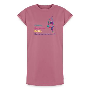 Chute-_Ramasse-_Recommence-- - Robe T-shirt femme Premium en coton bio - mauve - Devant - AI Model Female 172 dark (172cm)