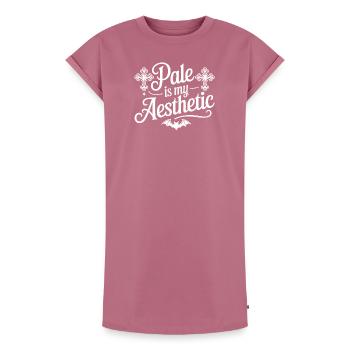Typographie esthétique pâle de chauve-souris - Robe T-shirt femme Premium en coton bio - mauve - Devant - AI Model Female 172 dark (172cm)