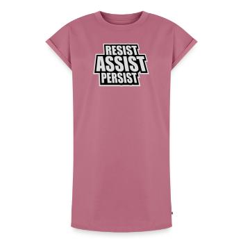 Resist Assist Persist Aktivismus Motivation Logo - Frauen Premium Organic T-Shirt Kleid - Mauve - Vorne - AI Model Female 172 dark (172cm)