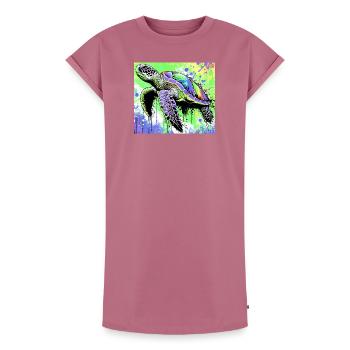 tortue - Robe T-shirt femme Premium en coton bio - mauve - Devant - AI Model Female 172 dark (172cm)