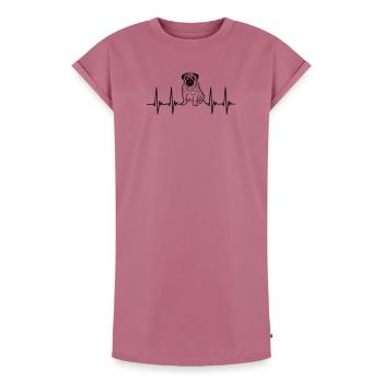 EKG Mops, Herzschlag, cooler Hund, Puls, Hunde pug - Frauen Premium Organic T-Shirt Kleid - Mauve - Vorne - AI Model Female 172 dark (172cm)