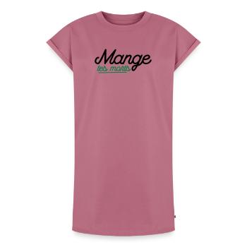 Mange tes morts - Robe T-shirt femme Premium en coton bio - mauve - Devant - AI Model Female 172 dark (172cm)