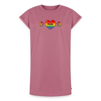 Rainbow LGBT Proud Heart - Robe T-shirt femme Premium en coton bio - mauve - Devant - AI Model Female 172 dark (172cm)