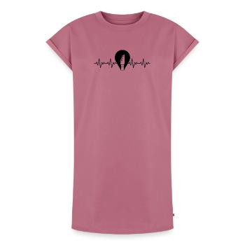Plectron Plectrum Guitare Guitariste ECG Battement de cœur - Robe T-shirt femme Premium en coton bio - mauve - Devant - AI Model Female 172 dark (172cm)