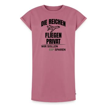 Abstract CO2 Climate Protection Design - Women's Premium Organic T-Shirt Dress - mauve - Front - AI Model Female 172 dark (172cm)