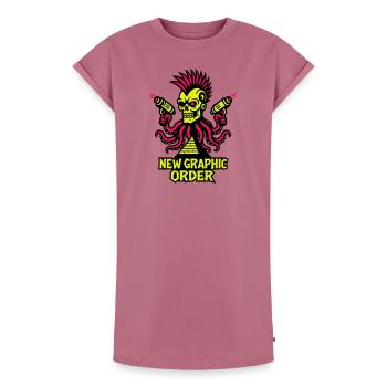 ONG Skull Punk - Robe T-shirt femme Premium en coton bio - mauve - Devant - AI Model Female 172 dark (172cm)