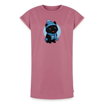 Cuddly Dog Winter Magic - Women's Premium Organic T-Shirt Dress - mauve - Front - AI Model Female 172 dark (172cm)