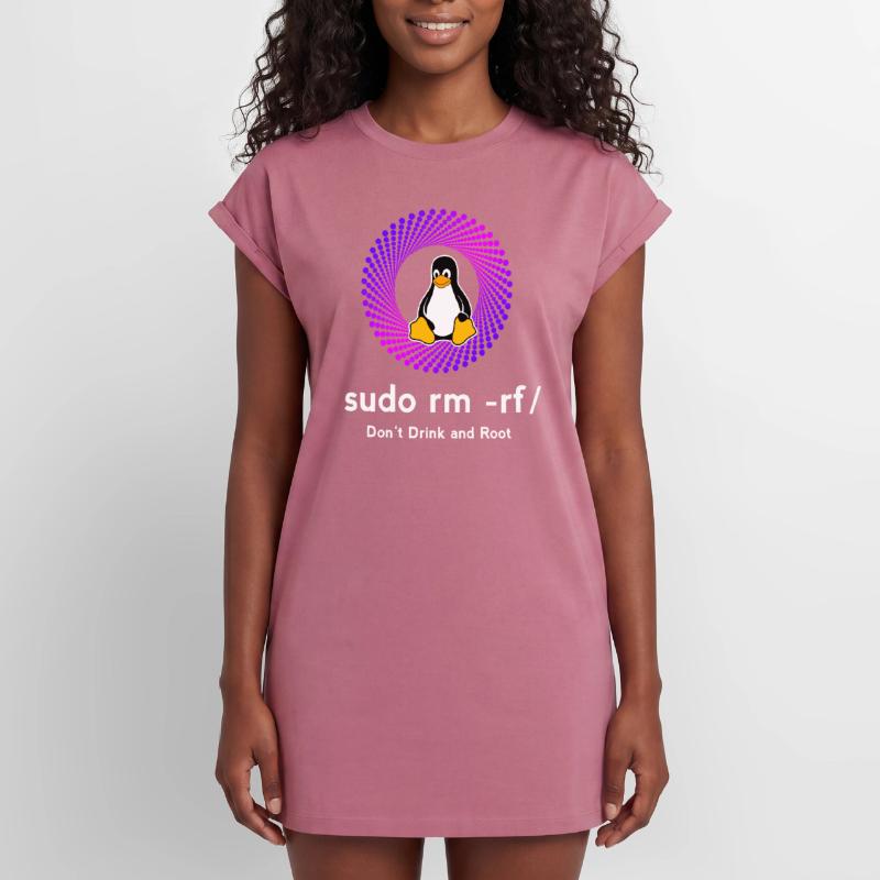 Ordinateur Sys admin Penguin Nerd pc sudo rm -rf cod Robe T-shirt femme Premium en coton bio