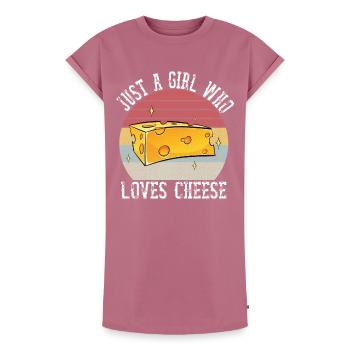Juste une fille qui aime Cheese Shirt Cheese Lover - Robe T-shirt femme Premium en coton bio - mauve - Devant - AI Model Female 172 dark (172cm)