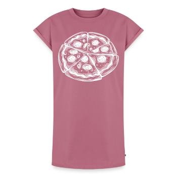 Pizza Drawing - Women's Premium Organic T-Shirt Dress - mauve - Front - AI Model Female 172 dark (172cm)