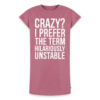 Fou, je préfère le terme hilarant et instable - Robe T-shirt femme Premium en coton bio - mauve - Devant - AI Model Female 172 dark (172cm)