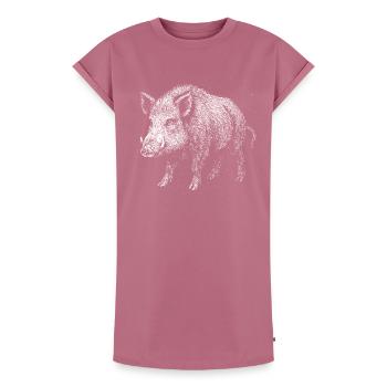 Sanglier - Robe T-shirt femme Premium en coton bio - mauve - Devant - AI Model Female 172 dark (172cm)