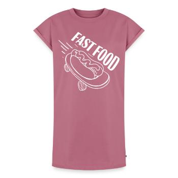 Fast Hot Dog Skateboard Longboard - Women's Premium Organic T-Shirt Dress - mauve - Front - AI Model Female 172 dark (172cm)
