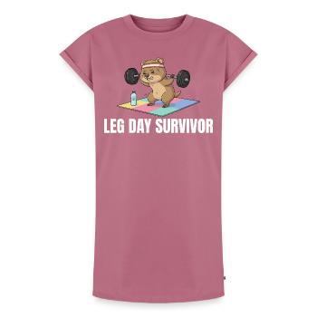 Entraînement Survivor Survivor du Jour des Jambes - Robe T-shirt femme Premium en coton bio - mauve - Devant - AI Model Female 172 dark (172cm)