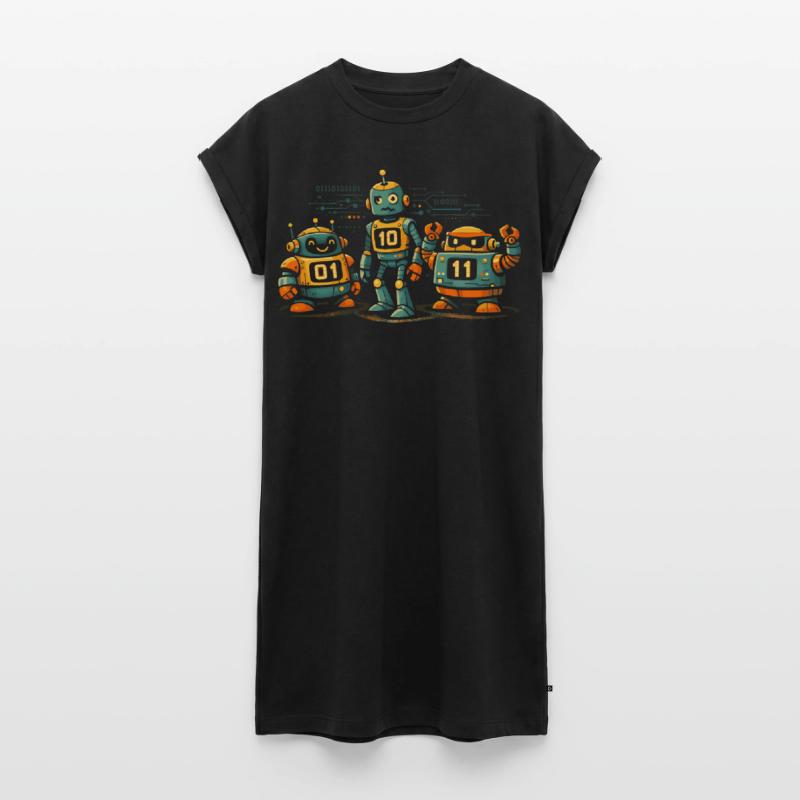 Geek Robots Binary Code Computer Science IT Women's Premium Organic T-Shirt Dress