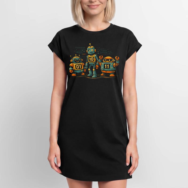 Geek Robots Binary Code Computer Science IT Women's Premium Organic T-Shirt Dress