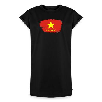 Vietnam drapeau / Cadeau Hanoi Asie Asie du Sud-Est - Robe T-shirt femme Premium en coton bio - noir - Devant - AI Model Female 172 light (172cm)