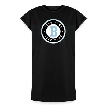 Logo bleu du badge Beer Pong - Robe T-shirt femme Premium en coton bio - noir - Devant - AI Model Female 172 light (172cm)