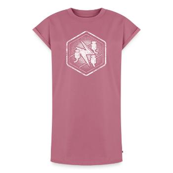 Signes de corporation Électricien Hexagone dans le look used - Robe T-shirt femme Premium en coton bio - mauve - Devant - AI Model Female 172 dark (172cm)