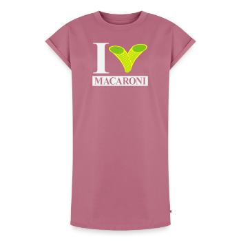 J’adore les macaronis - Robe T-shirt femme Premium en coton bio - mauve - Devant - AI Model Female 172 dark (172cm)