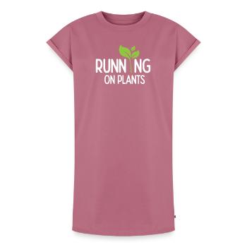 Courir sur les plantes - Robe T-shirt femme Premium en coton bio - mauve - Devant - AI Model Female 172 dark (172cm)