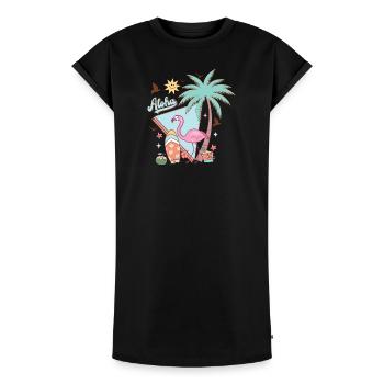 Aloha Été - Robe T-shirt femme Premium en coton bio - noir - Devant - AI Model Female 172 light (172cm)