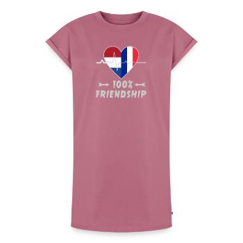 Les Pays-Bas et la France, une amitié à 100 % - Robe T-shirt femme Premium en coton bio - mauve - Devant - AI Model Female 172 dark (172cm)