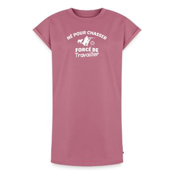 Chasseur et Travailler Motivation - Robe T-shirt femme Premium en coton bio - mauve - Devant - AI Model Female 172 dark (172cm)
