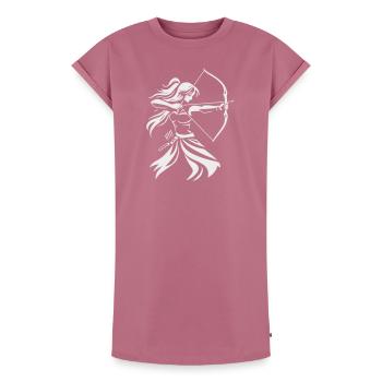 Silhouette d’archer avec arc - Robe T-shirt femme Premium en coton bio - mauve - Devant - AI Model Female 172 dark (172cm)