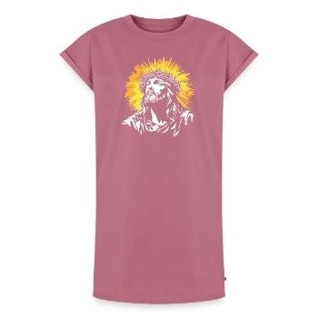 Motif du Saint Jésus-Christ - Robe T-shirt femme Premium en coton bio - mauve - Devant - AI Model Female 172 dark (172cm)