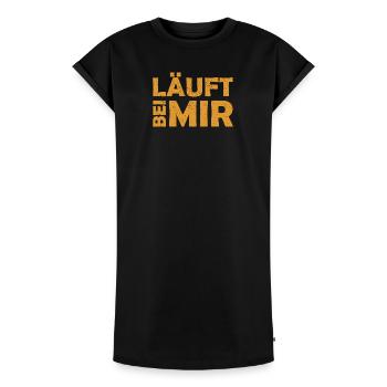 Runs with me - Cool saying - Running - Women's Premium Organic T-Shirt Dress - black - Front - AI Model Female 172 light (172cm)