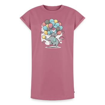 Éléphant ballon dans la mer de nuages - Robe T-shirt femme Premium en coton bio - mauve - Devant - AI Model Female 172 dark (172cm)