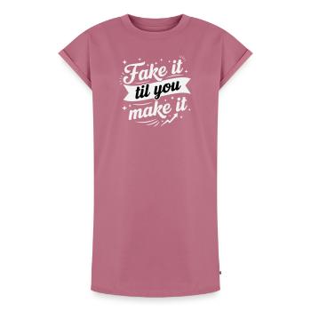 Fais semblant jusqu’à ce que tu y arrives - Blanc rétro audacieux - Robe T-shirt femme Premium en coton bio - mauve - Devant - AI Model Female 172 dark (172cm)