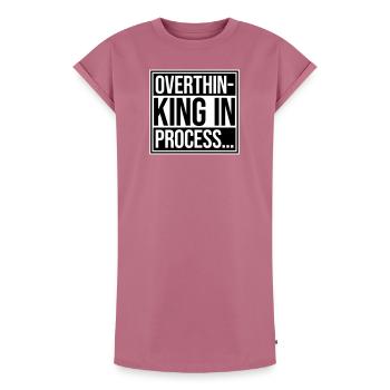 Trop réfléchir en processus Drôle de dicto sombre Logo - Robe T-shirt femme Premium en coton bio - mauve - Devant - AI Model Female 172 dark (172cm)