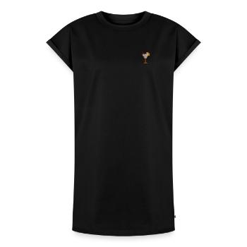 Orange cocktail brodée - Robe T-shirt femme Premium en coton bio - noir - Devant - AI Model Female 172 light (172cm)
