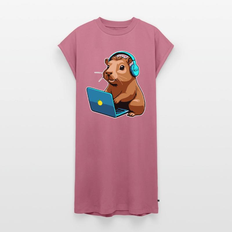 Capybara Programmer Coder Computer Women's Premium Organic T-Shirt Dress