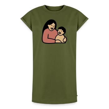 Maman Câlin de bébé Amour - Robe T-shirt femme Premium en coton bio - kaki - Devant - AI Model Female 172 light (172cm)