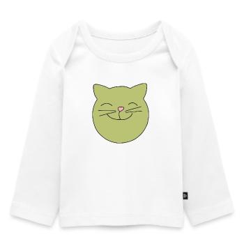katzenkopf grün - Baby Premium Organic Langarmshirt - Weiß - Vorne