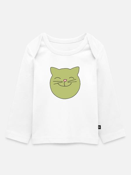 katzenkopf grün - Baby Premium Organic Langarmshirt - Weiß