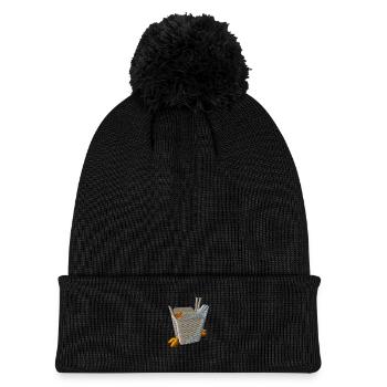 Foodbox asiatique - Bonnet tricoté à pompon - noir - Devant
