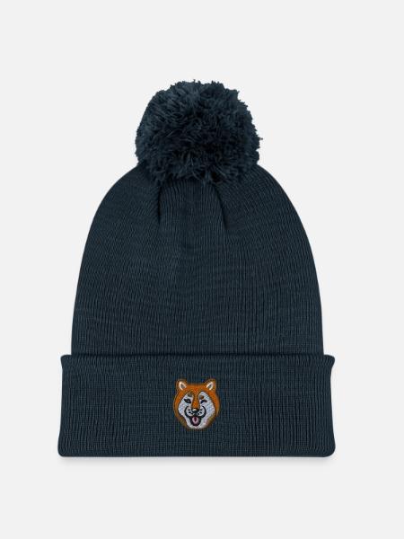 Hund 1 - Strickmütze mit Bommel - Navy